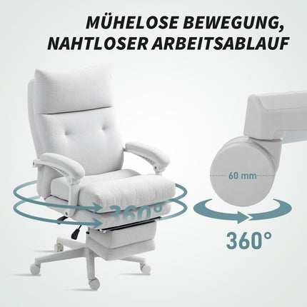 Ergonomic office chair with lumbar support, linen, cream