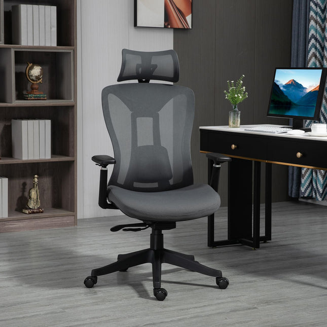Ergonomic mesh office chair with recline - Grey