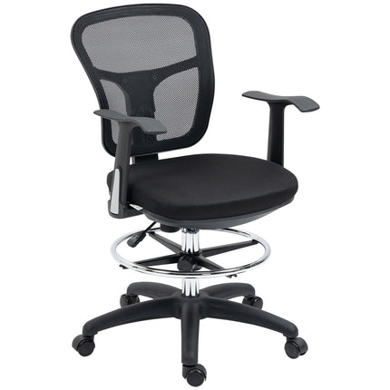 Ergonomic office chair in mesh, black - adjustable armrest and footrest