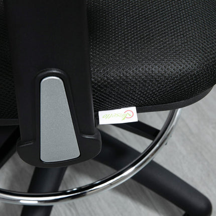 Ergonomic office chair in mesh, black - adjustable armrest and footrest