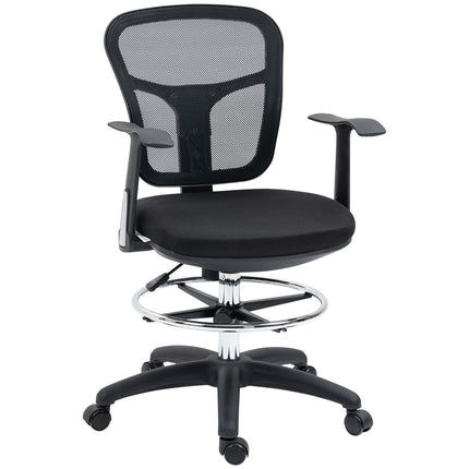 Ergonomic office chair in mesh, black - adjustable armrest and footrest