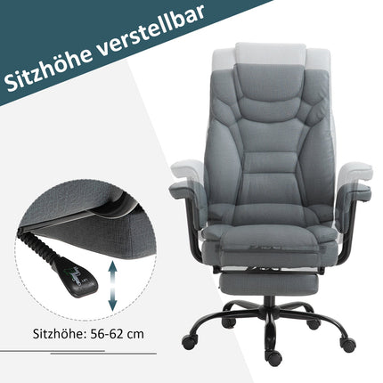 Ergonomic office chair, adjustable with headrest and footrest
