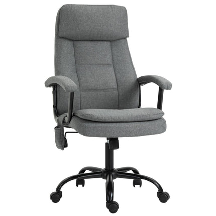 Ergonomic gaming chair with lumbar support, gray linen