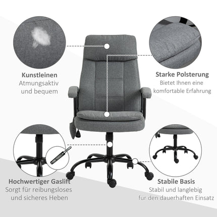 Ergonomic gaming chair with lumbar support, gray linen