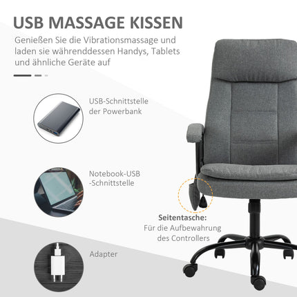 Ergonomic gaming chair with lumbar support, gray linen