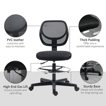 Ergonomic office chair, adjustable height & foot ring