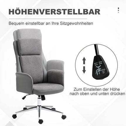 Ergonomic office chair, adjustable PU, 360° rotation, gray
