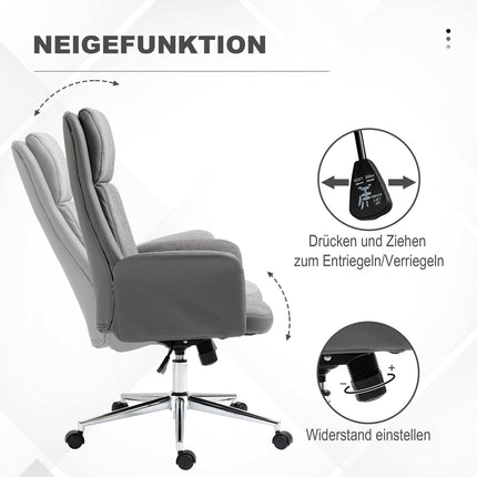 Ergonomic office chair, adjustable PU, 360° rotation, gray