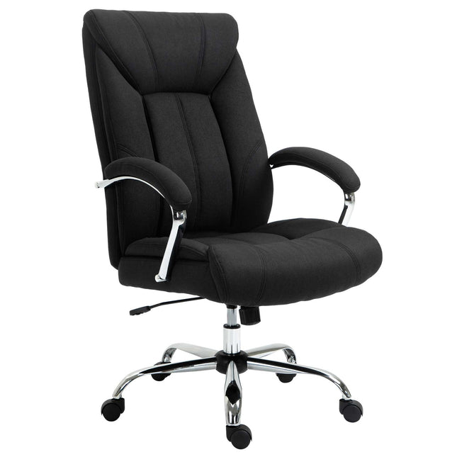 Ergonomic office chair with rocker, padded armrest, black