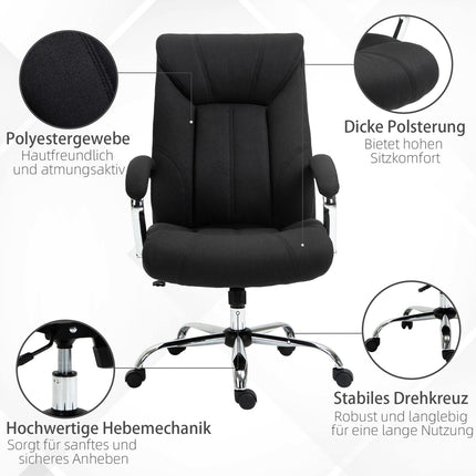 Ergonomic office chair with rocker, padded armrest, black