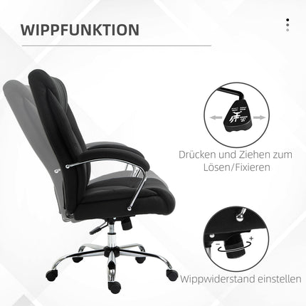 Ergonomic office chair with rocker, padded armrest, black