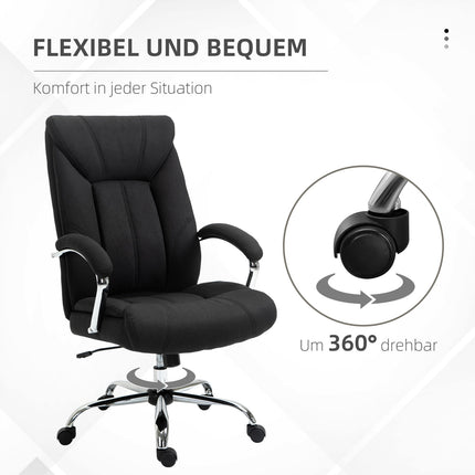 Ergonomic office chair with rocker, padded armrest, black