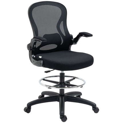 Ergonomic office chair with wheels & lumbar support, black