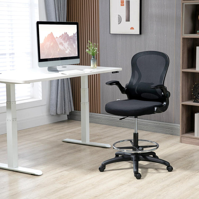 Ergonomic office chair with wheels & lumbar support, black