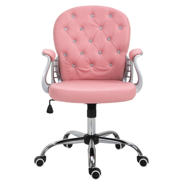 Ergonomic office chair, pink PU, padded backrest, adjustable