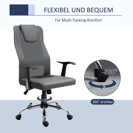 Ergonomic office chair in gray synthetic leather, adjustable