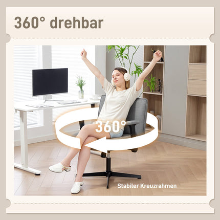 Office Chair, Foldable Arms, Wide Linen Look, Adjustable Height