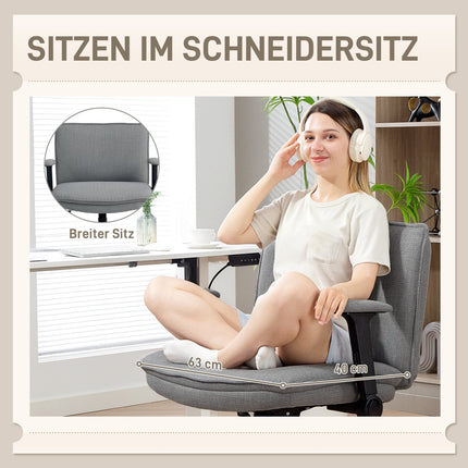 Office Chair, Foldable Arms, Wide Linen Look, Adjustable Height