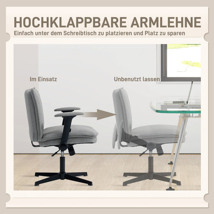 Office Chair, Foldable Arms, Wide Linen Look, Adjustable Height
