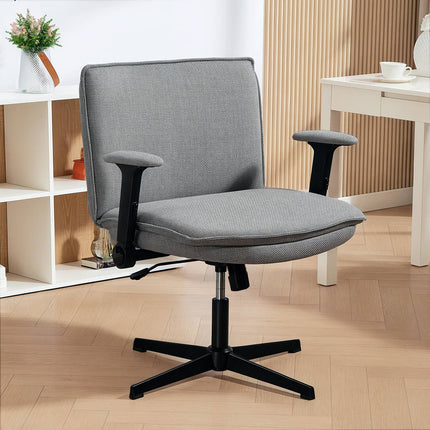 Office Chair, Foldable Arms, Wide Linen Look, Adjustable Height