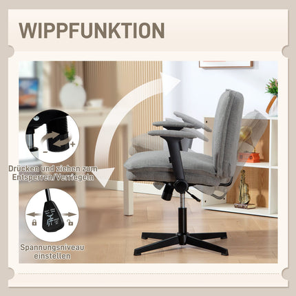 Office Chair, Foldable Arms, Wide Linen Look, Adjustable Height