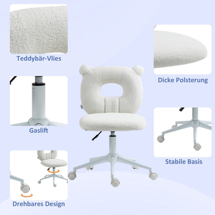 Swivel office chair, adjustable in height, Teddy Fleece, 120 kg capacity