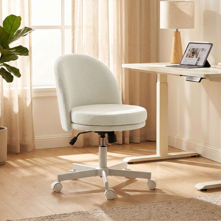 Office Chair, Height Adjustable, Rocking, Chenille Fabric, Cream