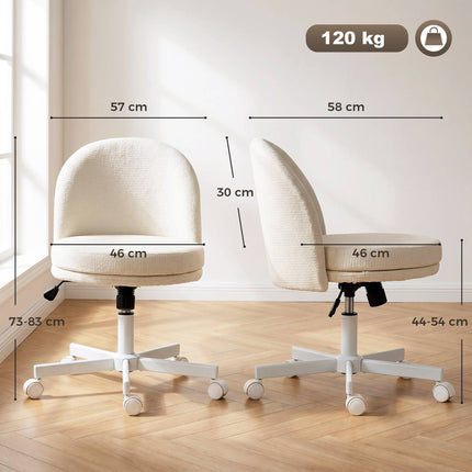 Office Chair, Height Adjustable, Rocking, Chenille Fabric, Cream