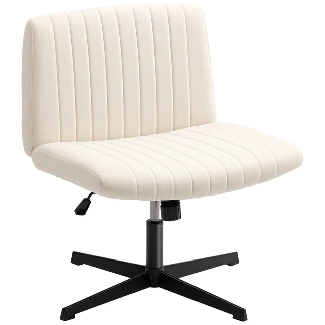 Office Chair, Height-Adjustable Swivel, Armless Linen Look, 120 kg