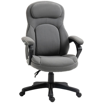 Ergonomic swivel office chair, height adjustable, linen look