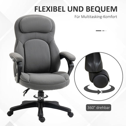 Ergonomic swivel office chair, height adjustable, linen look
