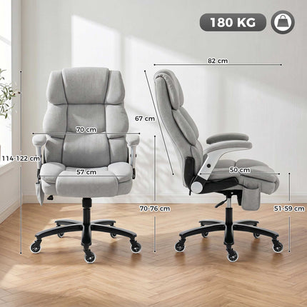 Office Chair, Inflatable Lumbar, Flip-Up Arms, Light Gray