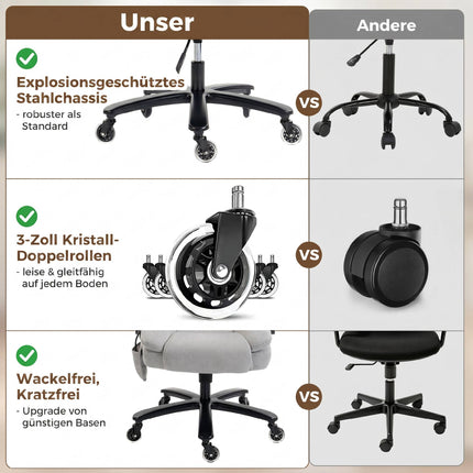 Office Chair, Inflatable Lumbar, Flip-Up Arms, Light Gray