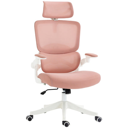 Pink mesh office chair with rocker & height adjustment