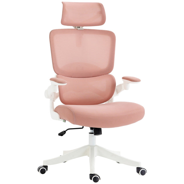 Pink mesh office chair with rocker & height adjustment
