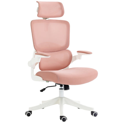 Pink mesh office chair with rocker & height adjustment