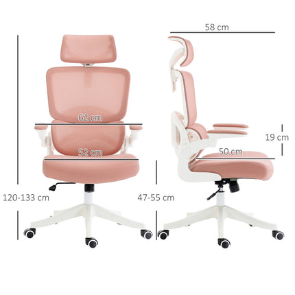 Pink mesh office chair with rocker & height adjustment