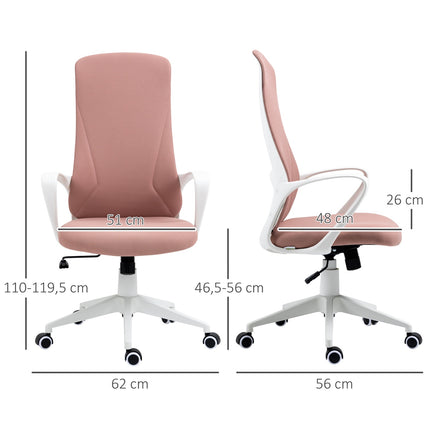 Ergonomic pink office chair, height adjustable, stretch fabric
