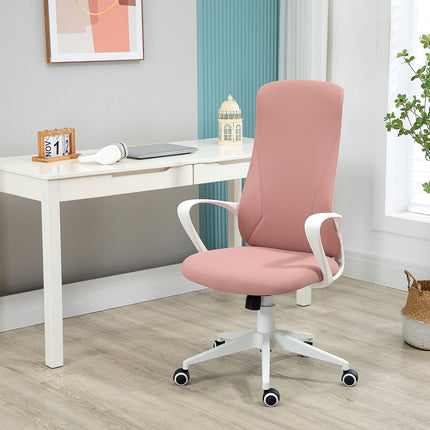 Ergonomic pink office chair, height adjustable, stretch fabric