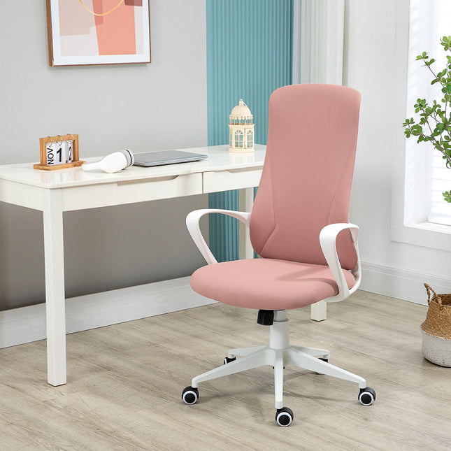 Ergonomic pink office chair, height adjustable, stretch fabric