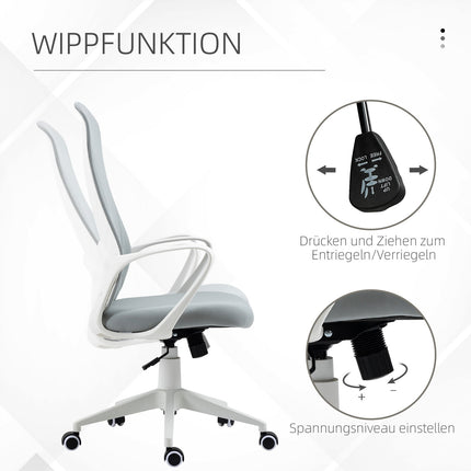 Ergonomic swivel desk chair, height adjustable, light grey