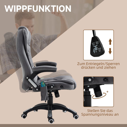 Ergonomic office chair with massage & heating, dark grey