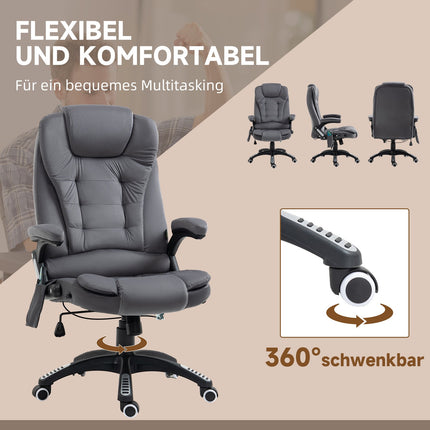Ergonomic office chair with massage & heating, dark grey