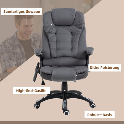 Ergonomic office chair with massage & heating, dark grey