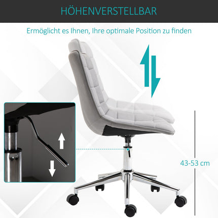 Office chair, 360° rotatable, microfibre, light grey, 60x60x90 cm
