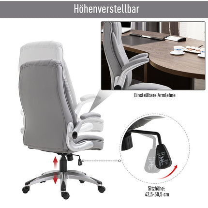 Ergonomic office chair in faux leather - adjustable, swivel, with headrest
