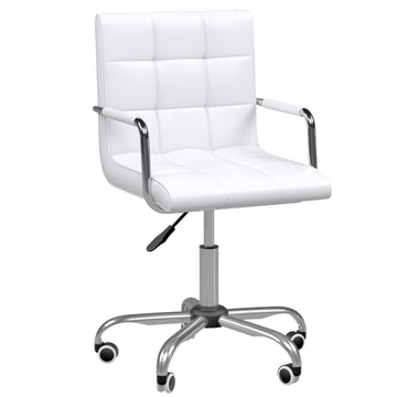 White adjustable office chair - swivel, metal base, PU leather