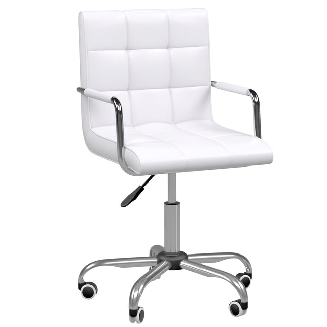 White adjustable office chair - swivel, metal base, PU leather