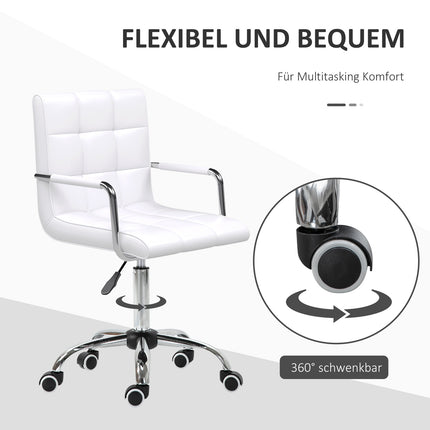 White adjustable office chair - swivel, metal base, PU leather