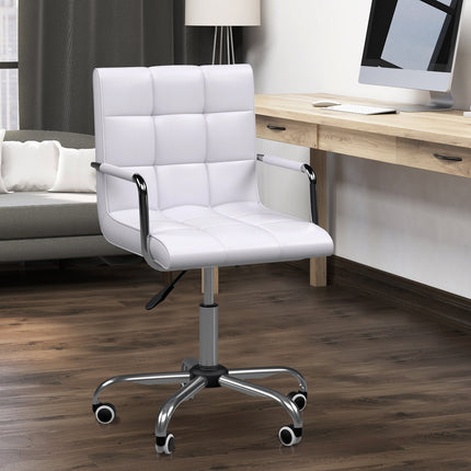 White adjustable office chair - swivel, metal base, PU leather